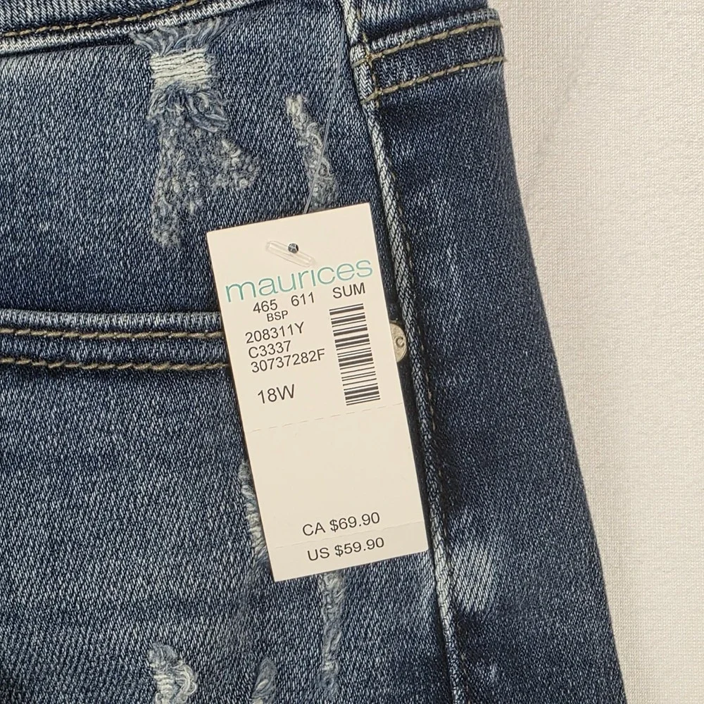 KanCan Shorts‎ Womens Size 18 High Rise Distressed Blue Denim Bottoms New